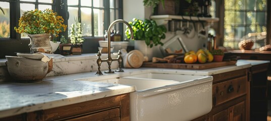 Classic style kitchen sink. Generative AI technology.	
