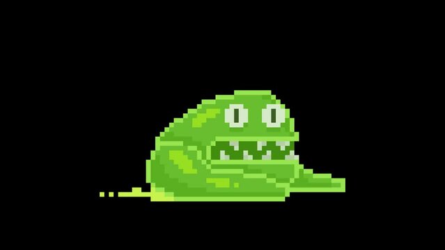 Slime monster, pixel art animation