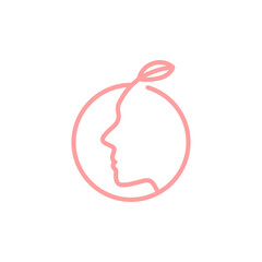 natural face of woman real confidence line logo design vector