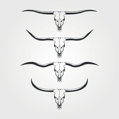 set of longhorn icon illustration vector vintage design