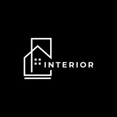 house interior building architecture minimal logo design vector
