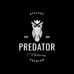 cool owl nature predator wildlife hipster logo design vector