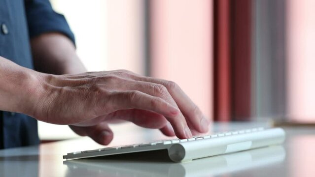 DevOps concept, software development, IT operations, agile programming, Concept with dev ops icon on computer screen and project manager, coder or sysadmin typing on keyboard, high software quality