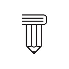 pencil book education line logo design vector