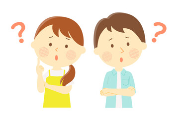 疑問を持つ女性と男性のイラスト
