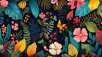 Floral Kaleidoscope: A Botanical Symphony of Colorful Leaves, Vibrant Flowers, and Exotic Foliage