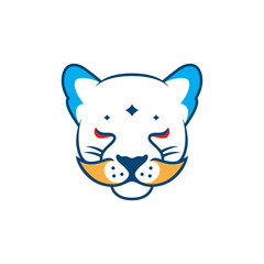 leopard head animal predator line colorful logo design vector