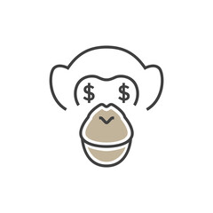 chimpanzee animal head line logo design vector