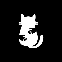 adorable cat pet care modern logo design vector