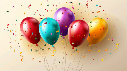 greeting card background with colorful balloons
