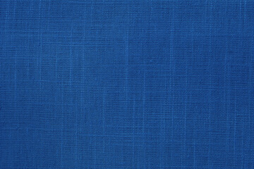 Dark blue linen fabric cloth texture background, seamless pattern of natural textile.