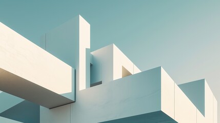 Minimalist Architecture Desktop Wallpaper: Abstract Colorful Cubes, Lines, and Negative Space in Monochrome Hues