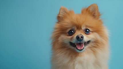 Portrait of Pomeranian sitting on sofa at home Close-up portrait of Pomeranian outdoors, Generative Ai