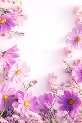 Fototapeta premium pink background with flowers