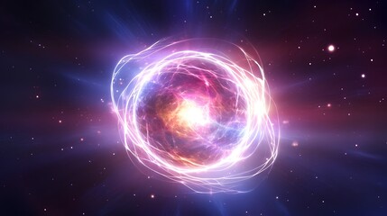 Obraz premium Radiant Celestial Orb:An Energetic Cosmic Fusion of Light and Matter