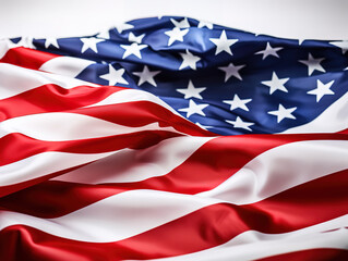 Fototapeta premium Generous American flag with different construction tools, happy labor day banner