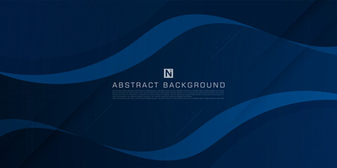 Dark blue wave geometric background. Blue elements with fluid gradient. Dynamic shapes composition. Eps10 vector