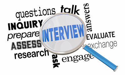 Interview Magnifying Glass Questions Answers Research Information 3d Illustration