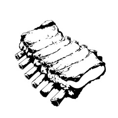 Beef ribs hand drawn