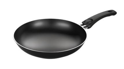 High-quality black frying pan with a non-stick surface and ergonomic handle, perfect for cooking a variety of dishes easily and efficiently.