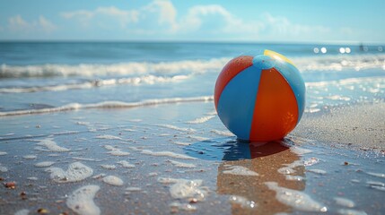 beach ball on the sea