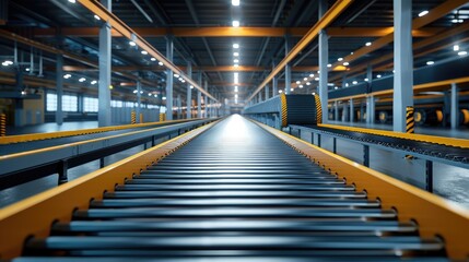 Modern Automated Conveyor Belt System in a High-Tech Manufacturing Facility