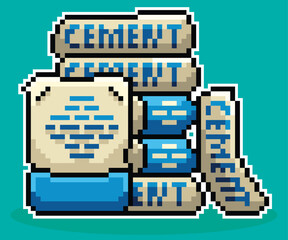 Cement,Package of cement for Construction, vector, pixel art, pixel art, Bag of Cement..eps