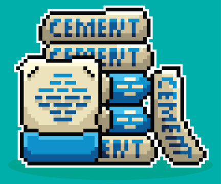 Cement,Package of cement for Construction, vector, pixel art, pixel art, Bag of Cement..eps