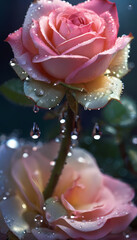pink rose with water drops