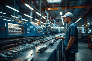 Obraz premium Plant Operator in Manufacturing: Safety Gear and Industry-Specific Attire Showcased