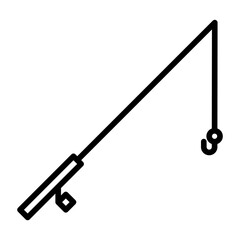 fishing rod icon, symbol in line style. Vector illustration