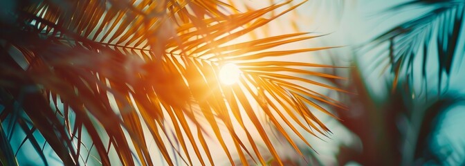 Summer abstract background with palm tree leaves