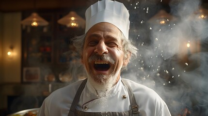 Culinary storytelling as a chef narrates through their expressive facial features