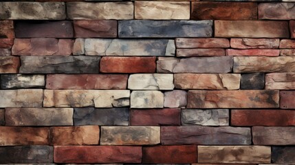 Obraz premium Vibrant illustration of an artistic brick wall texture with rich colors and intricate patterns, showcasing highquality design.