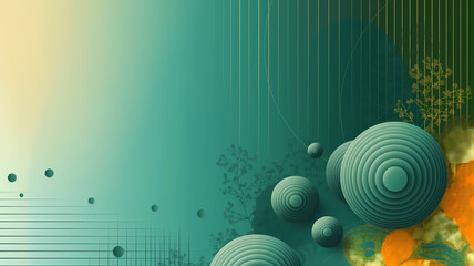 Green background card with yellow and light green abstract pattern on it