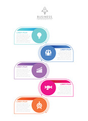 Vector infographic business presentation template with circular interconnection with 5 options.