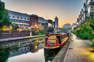 Birmingham canal at sunrise, England