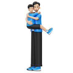 3D Character Father And Son Hugging