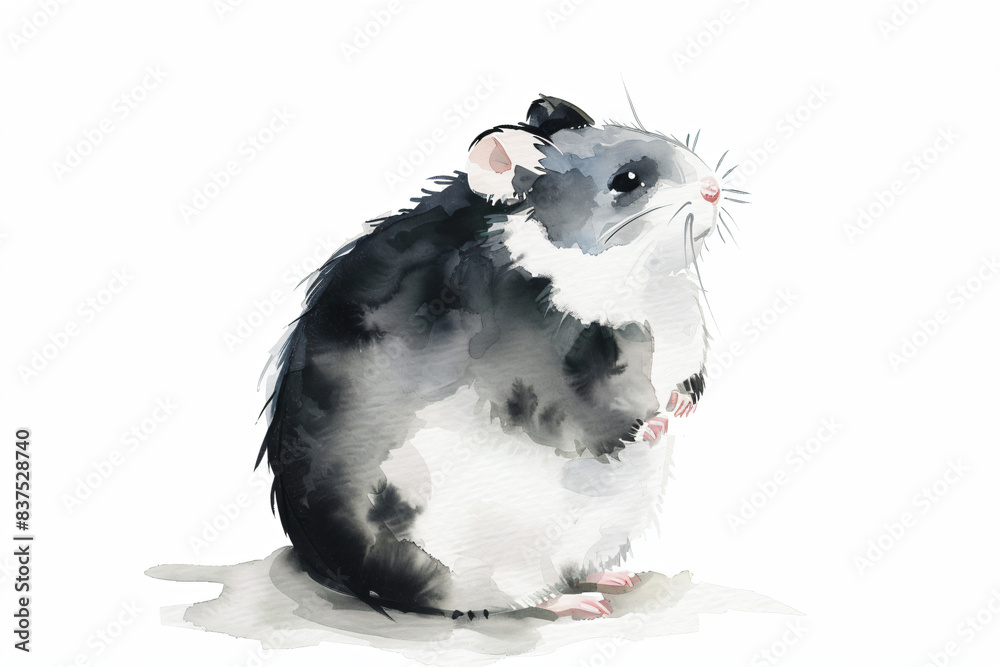 Poster watercolor illustration of a cute hamster