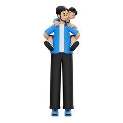 3D Character Father Holding His Child