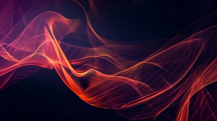 Obraz premium Abstract red and orange smoke waves - A digital abstract image featuring dynamic red and orange smoke-like waves on a dark background