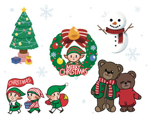 set of christmas elements