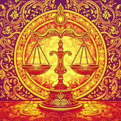 Libra zodiac in pattern