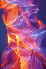 Abstract shot of the edge of A4 paper lit by a colorful flash light, with bright, swirling colors and a focus on the interplay of light and shadow