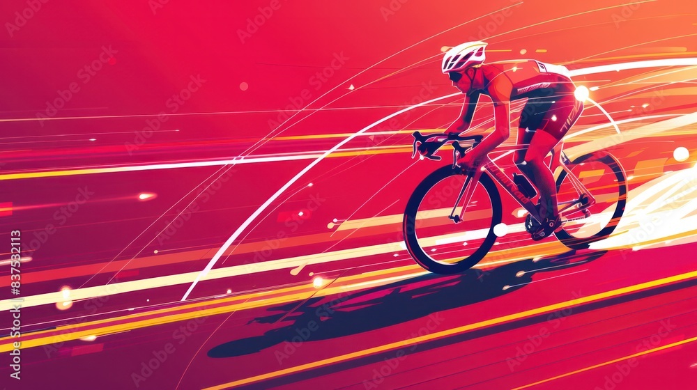 Wall mural Cyclist riding with futuristic trailing lights