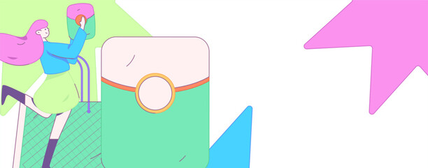 Holiday shopping people doing e-commerce online shopping flat vector concept operation hand drawn illustration
