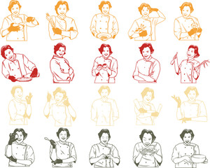 Chef Woman Illustration Pack