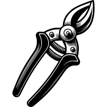 black and white garden shears clip art preview
