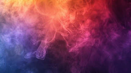 A colorful smokey background with a purple and orange swirl