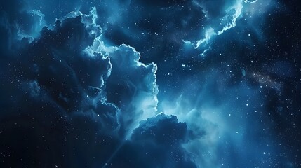 Mesmerizing Cosmic Clouds and Starry Skies in Shades of Blue